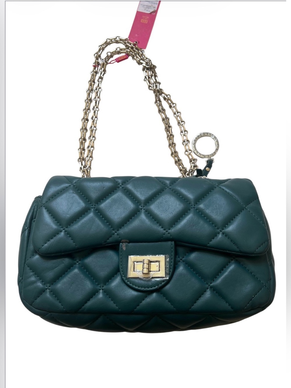 Catherine Malandrino London Dark Green Faux Leather Quilted Shoulder Bag